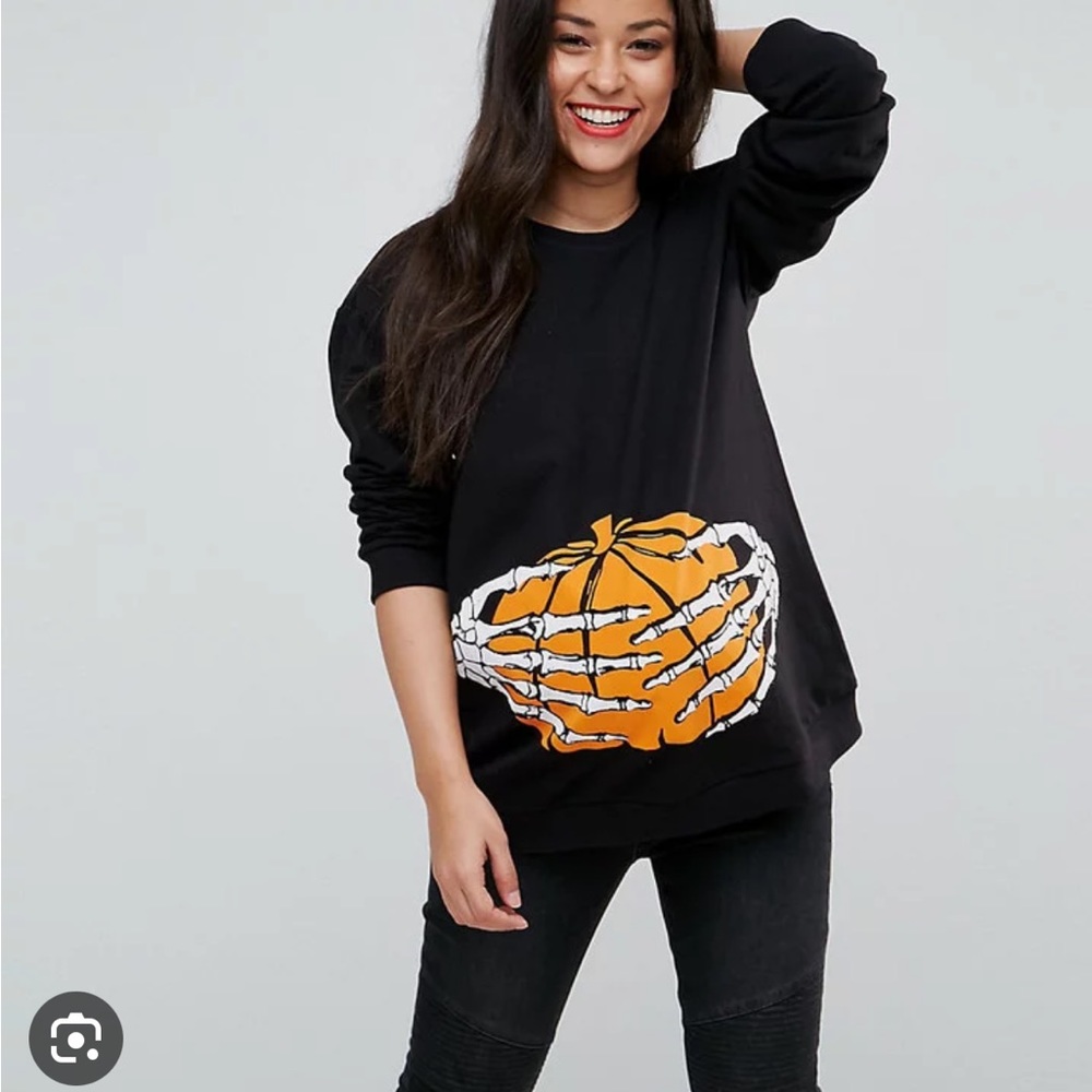 ASOS Pumpkin black maternity sweatshirt crew neck sz 4